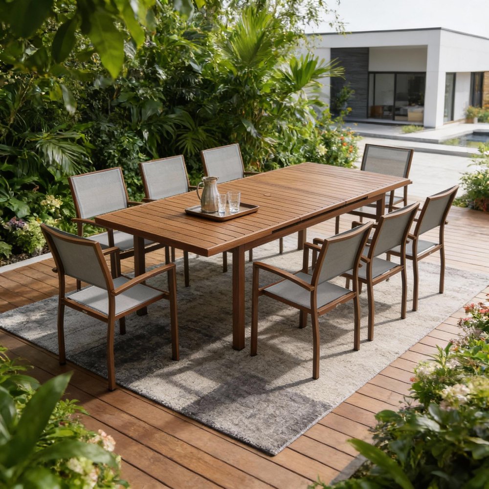 Nine Piece Brown Metal Dining Set with Eight Chairs HomeRoots