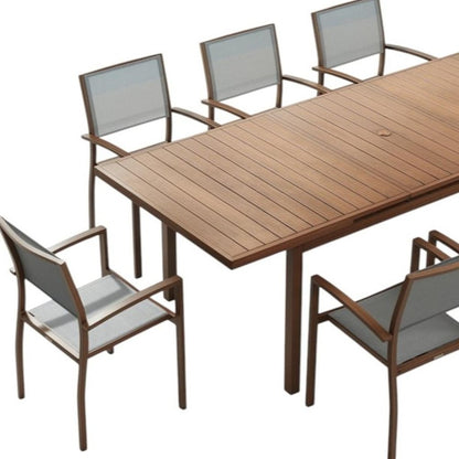 Nine Piece Brown Metal Dining Set with Eight Chairs HomeRoots