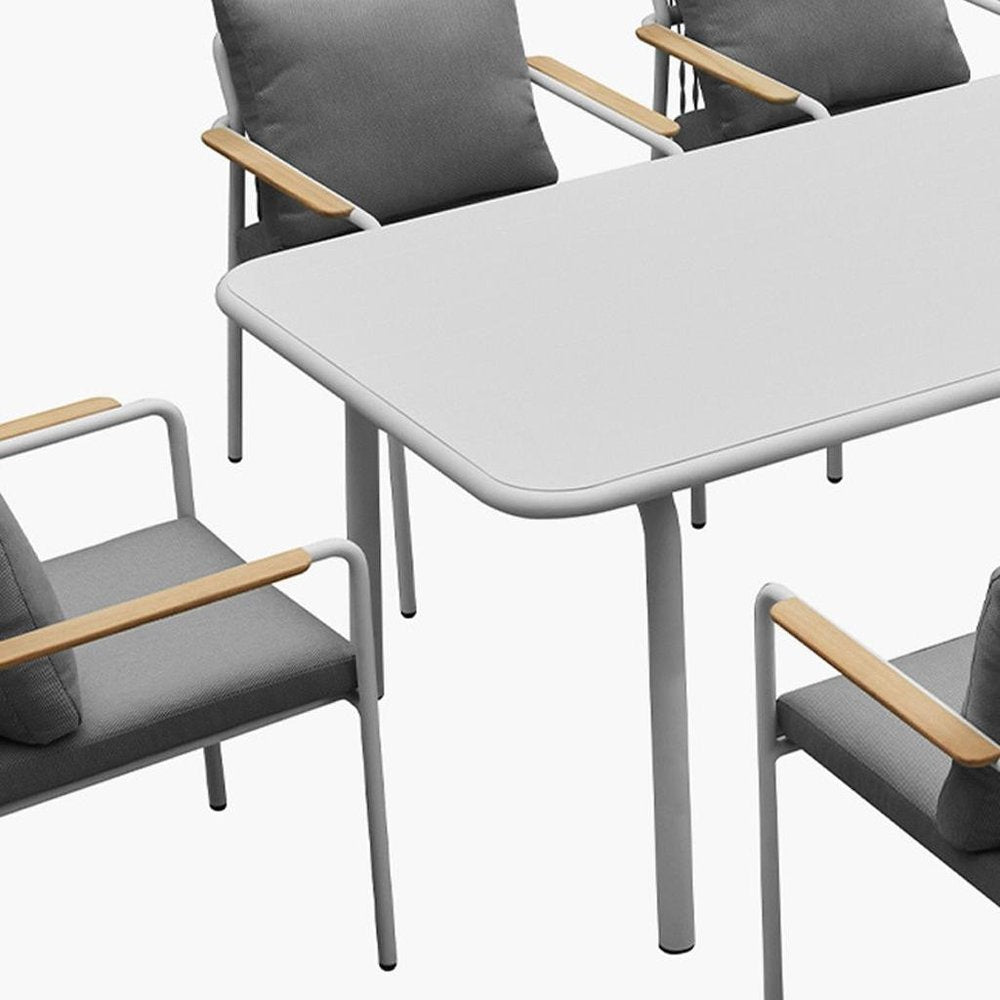 Nine Piece White Metal Dining Set with Eight Chairs HomeRoots