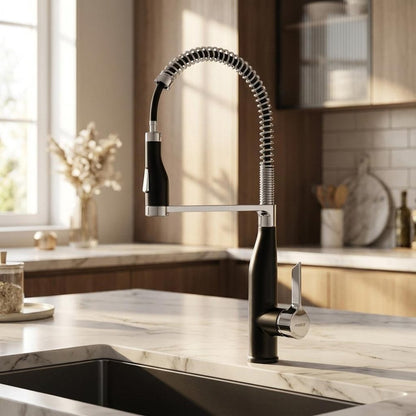 4" Black Stainless Steel Pull-Down Faucet HomeRoots