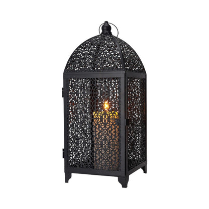 Set of Two Black Metal Filigree Tabletop Lantern Candle Holders HomeRoots