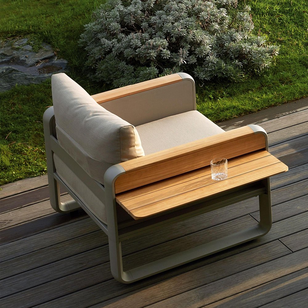 Four Piece Almond Metal Outdoor Patio Set With Table — view 1