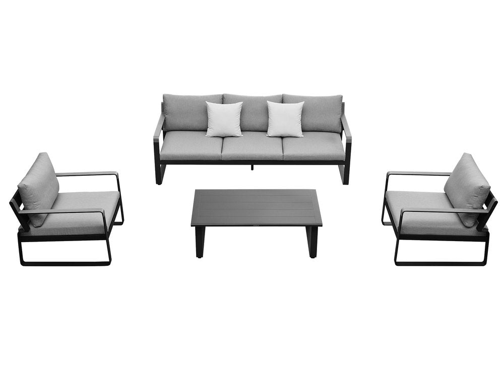 Four Piece Black Metal Outdoor Patio Set With Table — view 1