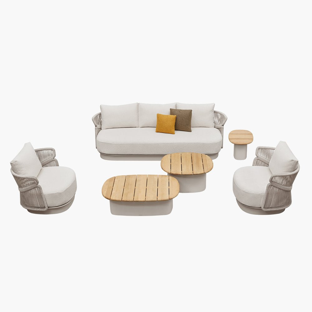 Six Piece Beige Metal Outdoor Patio Set With Table — view 1