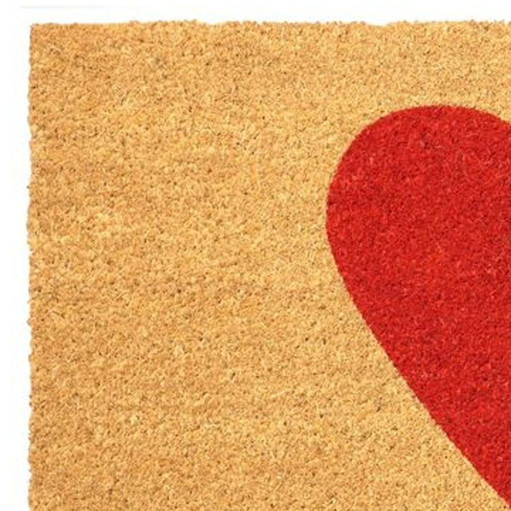 36" X 72" Brown And Red Heart Outdoor Coir Door Mat — view 3