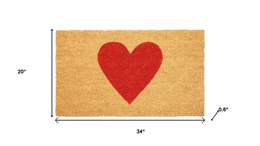 24" X 36" Brown And Red Heart Outdoor Coir Door Mat — view 7