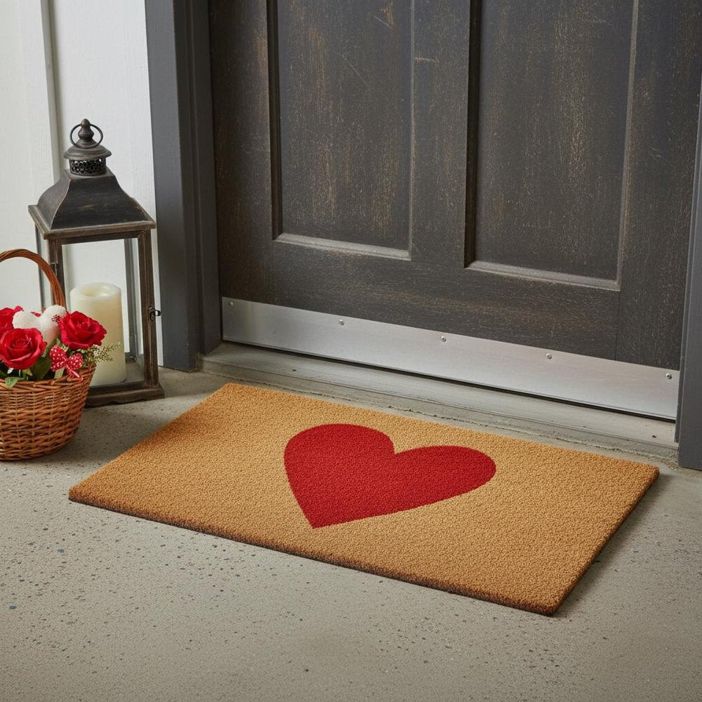 24" X 36" Brown And Red Heart Outdoor Coir Door Mat — view 9
