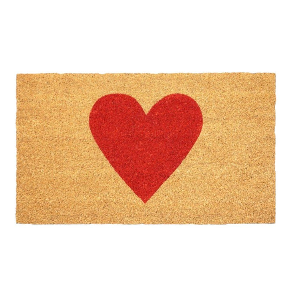 36" X 72" Brown And Red Heart Outdoor Coir Door Mat