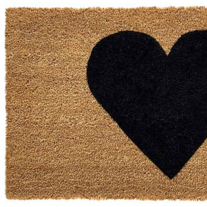17" X 29" Brown And Black Heart Outdoor Coir Door Mat HomeRoots