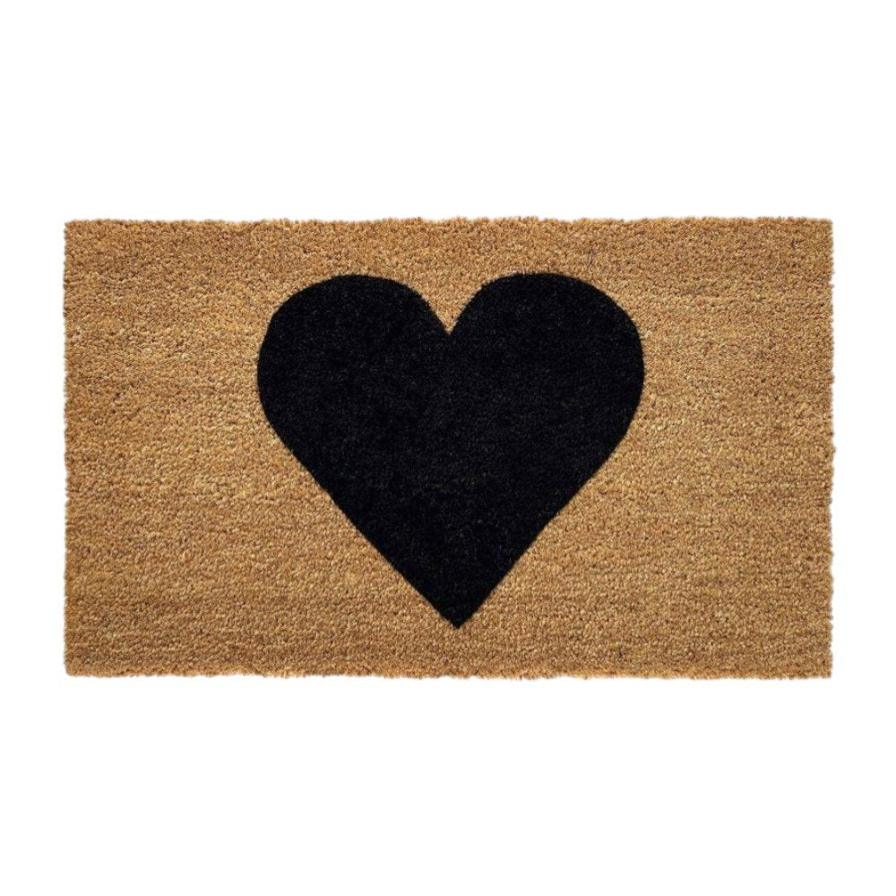 17" X 29" Brown And Black Heart Outdoor Coir Door Mat HomeRoots