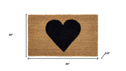 17" X 29" Brown And Black Heart Outdoor Coir Door Mat HomeRoots