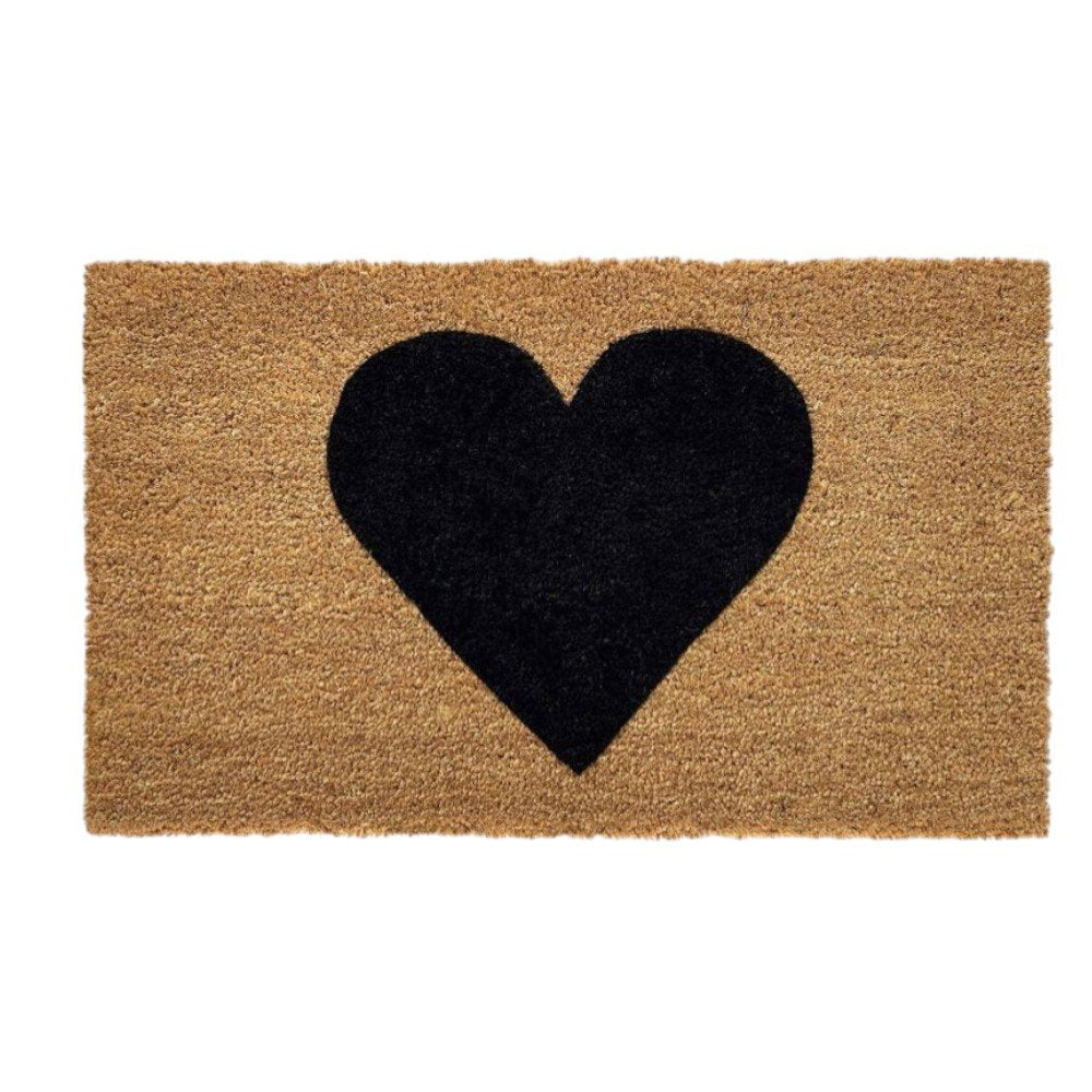 17" X 29" Brown And Black Heart Outdoor Coir Door Mat HomeRoots