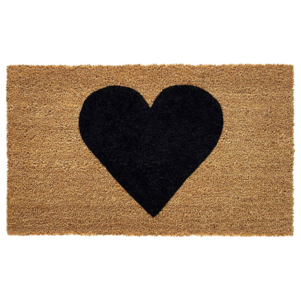 17" X 29" Brown And Black Heart Outdoor Coir Door Mat HomeRoots