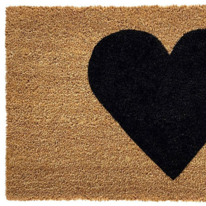 17" X 29" Brown And Black Heart Outdoor Coir Door Mat HomeRoots