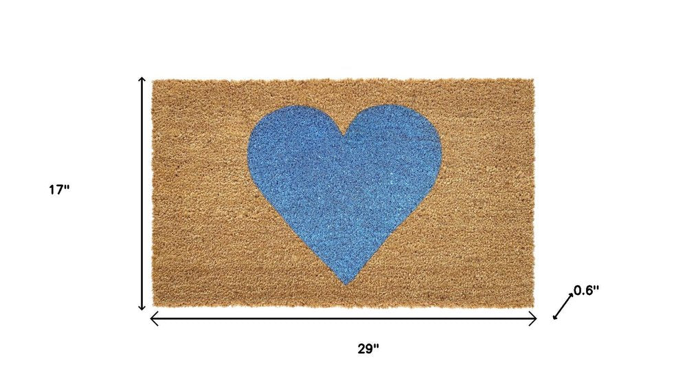17" X 29" Brown And Blue Heart Outdoor Coir Door Mat — view 4