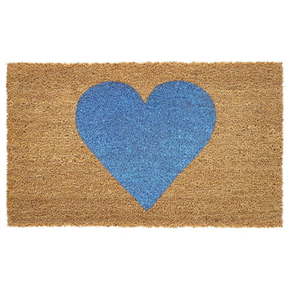 17" X 29" Brown And Blue Heart Outdoor Coir Door Mat HomeRoots
