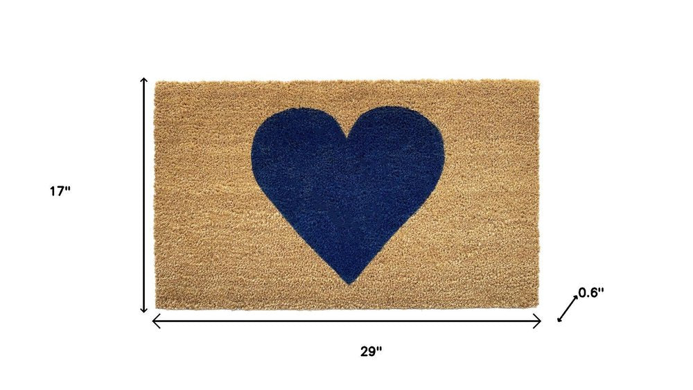 17" X 29" Brown And Dark Blue Heart Outdoor Coir Door Mat — view 7