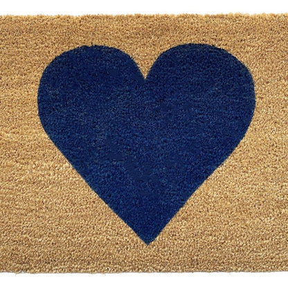 17" X 29" Brown And Dark Blue Heart Outdoor Coir Door Mat HomeRoots