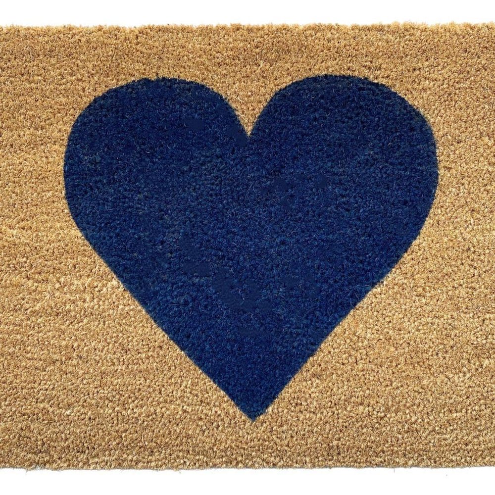 17" X 29" Brown And Dark Blue Heart Outdoor Coir Door Mat — view 21