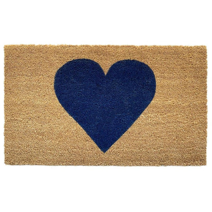 17" X 29" Brown And Dark Blue Heart Outdoor Coir Door Mat HomeRoots