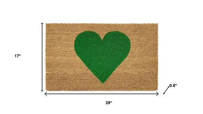 17" X 29" Brown And Green Heart Outdoor Coir Door Mat HomeRoots