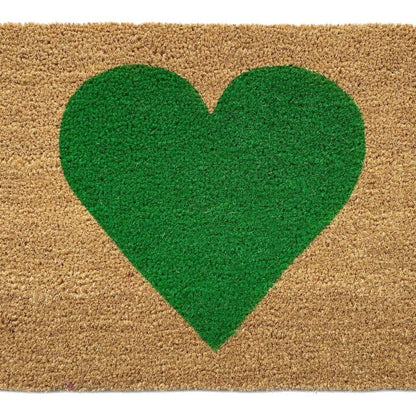 17" X 29" Brown And Green Heart Outdoor Coir Door Mat HomeRoots