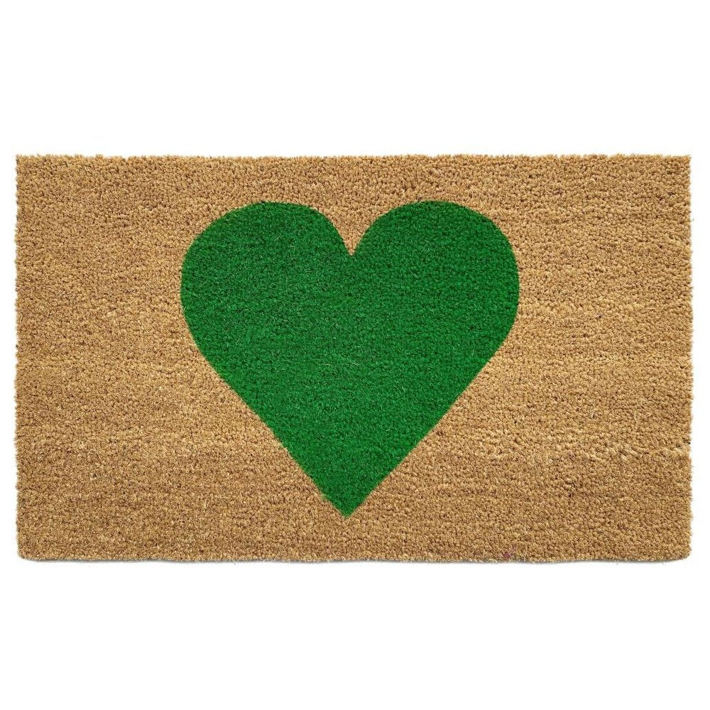 17" X 29" Brown And Green Heart Outdoor Coir Door Mat HomeRoots