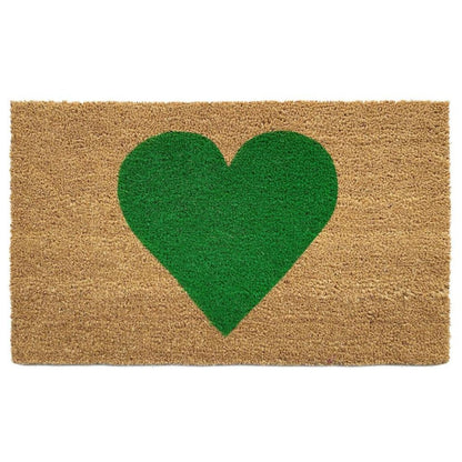 17" X 29" Brown And Green Heart Outdoor Coir Door Mat HomeRoots