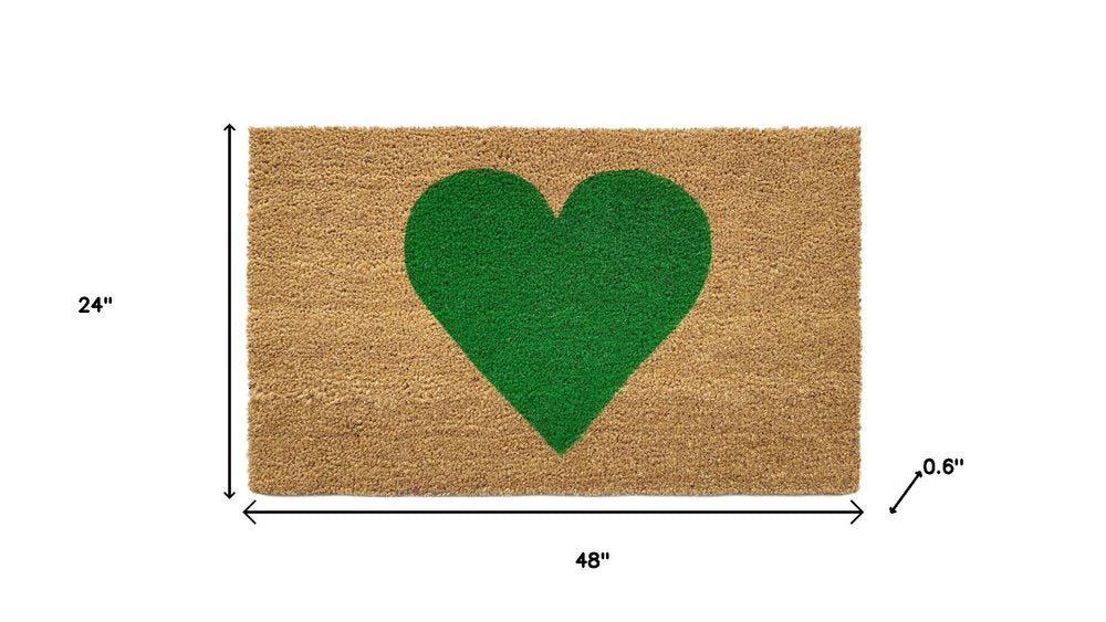 17" X 29" Brown And Green Heart Outdoor Coir Door Mat — view 15