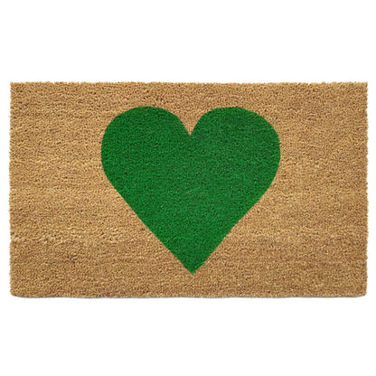 17" X 29" Brown And Green Heart Outdoor Coir Door Mat HomeRoots