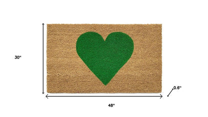 17" X 29" Brown And Green Heart Outdoor Coir Door Mat HomeRoots