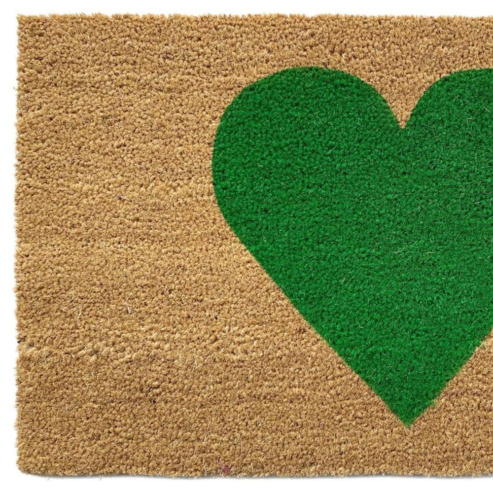 17" X 29" Brown And Green Heart Outdoor Coir Door Mat — view 22