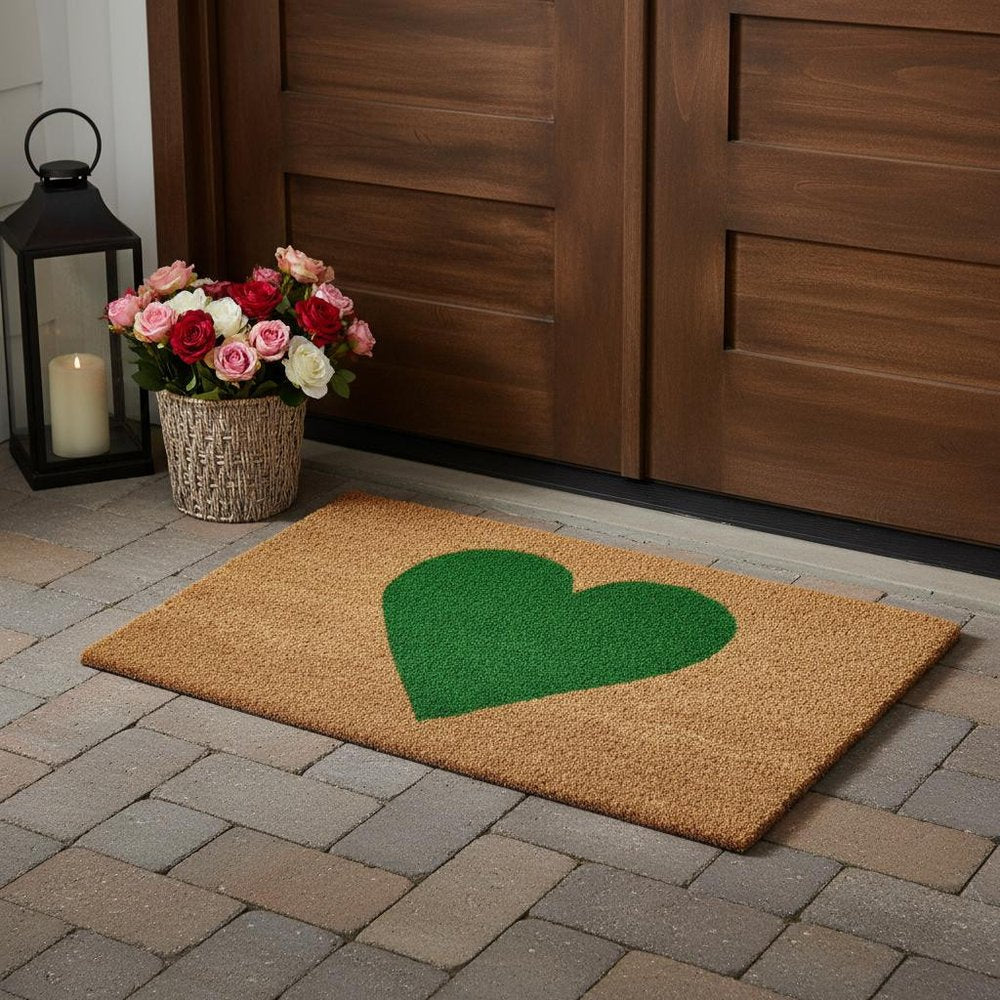17" X 29" Brown And Green Heart Outdoor Coir Door Mat — view 20