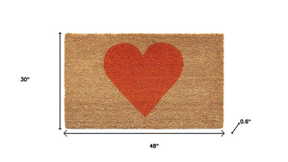 17" X 29" Brown And Orange Heart Outdoor Coir Door Mat HomeRoots