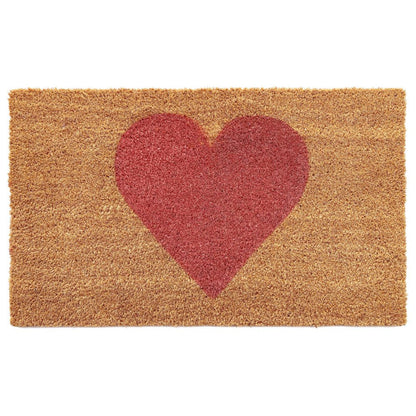 20" X 34" Brown And Pink Heart Outdoor Coir Door Mat HomeRoots