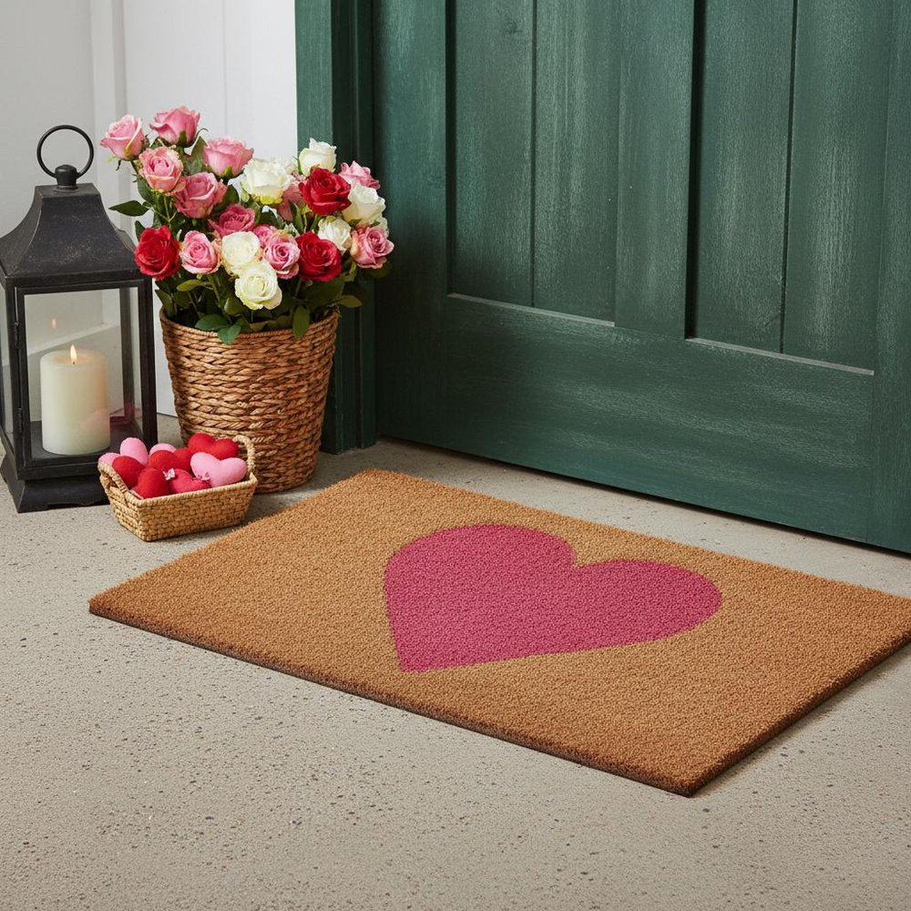 20" X 34" Brown And Pink Heart Outdoor Coir Door Mat — view 4