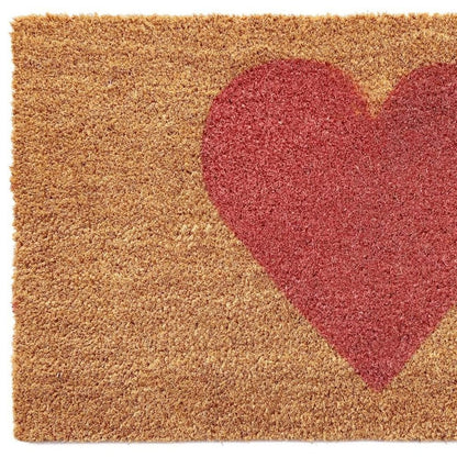 20" X 34" Brown And Pink Heart Outdoor Coir Door Mat HomeRoots