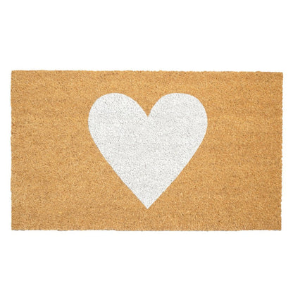 17" X 29" Brown And White Heart Outdoor Coir Door Mat HomeRoots