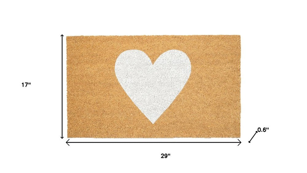 17" X 29" Brown And White Heart Outdoor Coir Door Mat — view 6