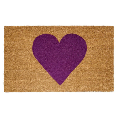 17" X 29" Brown And Purple Heart Outdoor Coir Door Mat HomeRoots