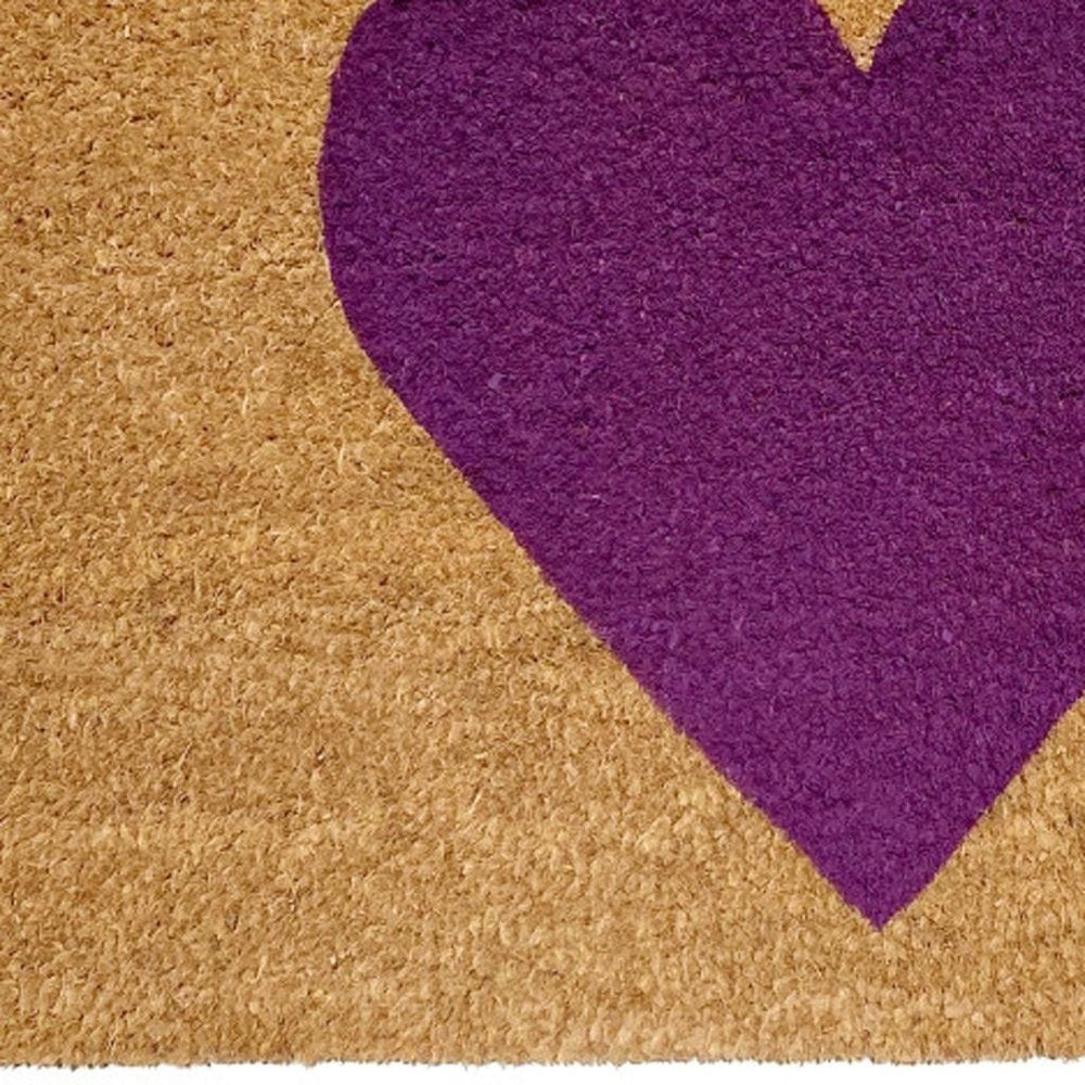 17" X 29" Brown And Purple Heart Outdoor Coir Door Mat — view 9