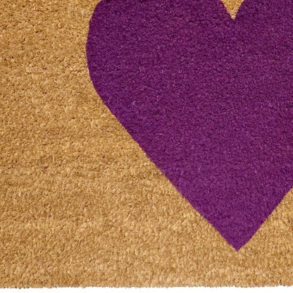 17" X 29" Brown And Purple Heart Outdoor Coir Door Mat HomeRoots