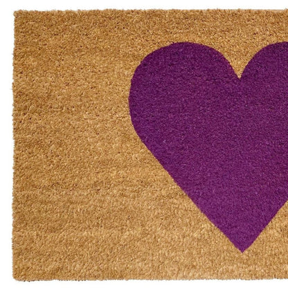 17" X 29" Brown And Purple Heart Outdoor Coir Door Mat HomeRoots