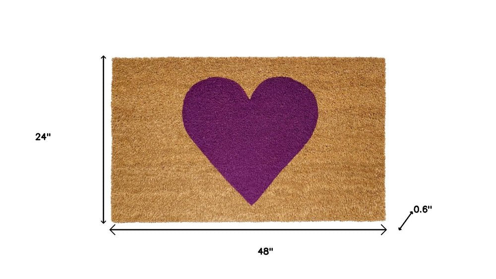 17" X 29" Brown And Purple Heart Outdoor Coir Door Mat — view 11