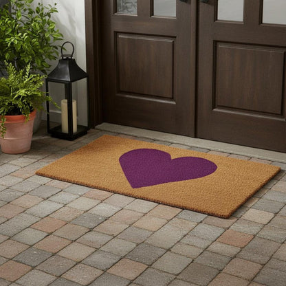 17" X 29" Brown And Purple Heart Outdoor Coir Door Mat HomeRoots