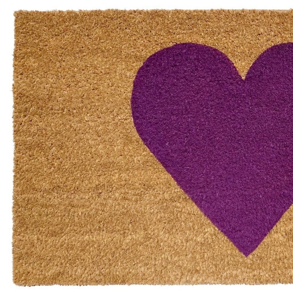 17" X 29" Brown And Purple Heart Outdoor Coir Door Mat — view 16