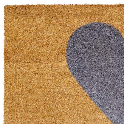 17" X 29" Brown And Gray Heart Outdoor Coir Door Mat HomeRoots