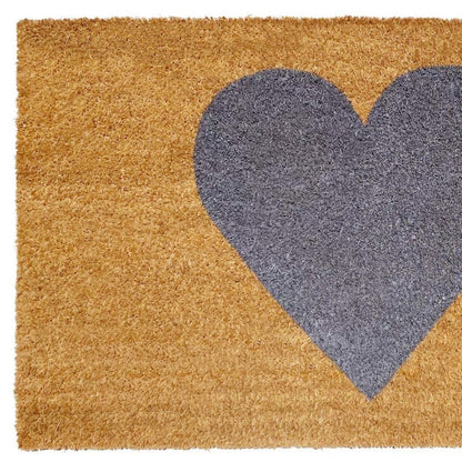 17" X 29" Brown And Gray Heart Outdoor Coir Door Mat HomeRoots