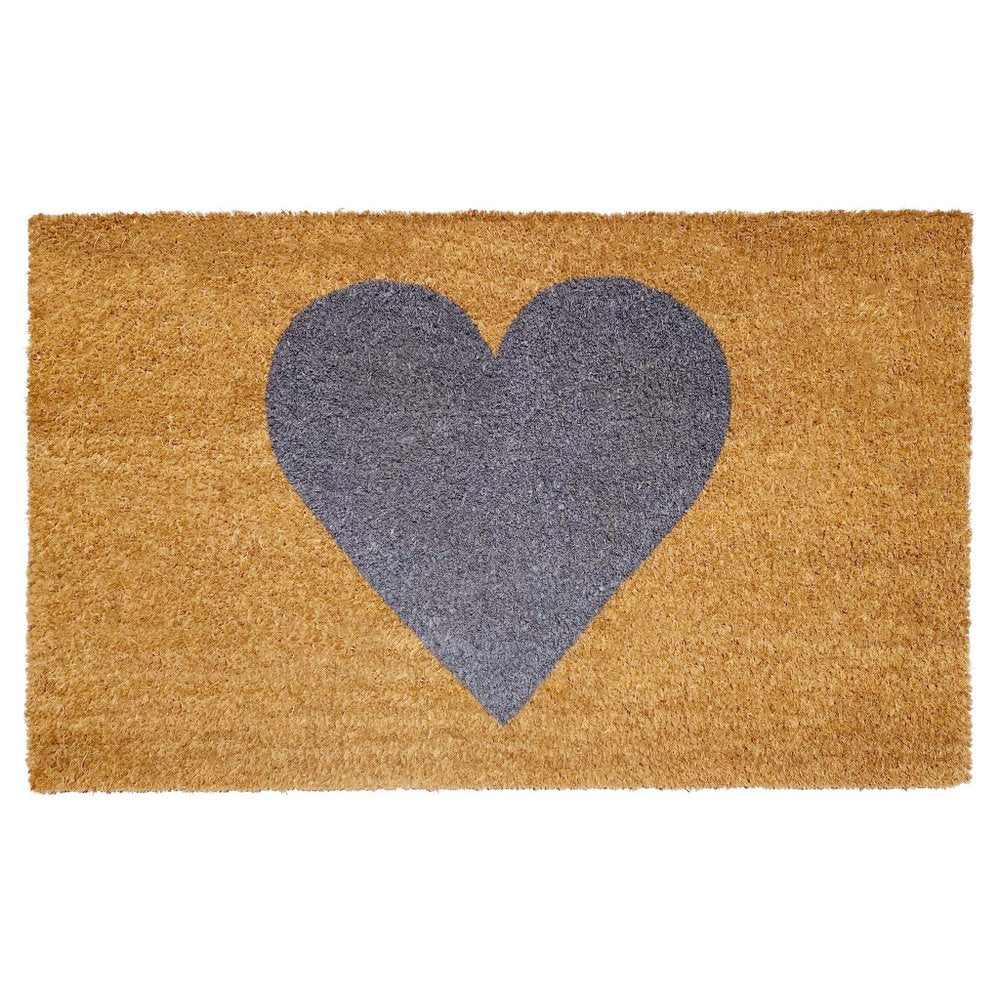 17" X 29" Brown And Gray Heart Outdoor Coir Door Mat HomeRoots