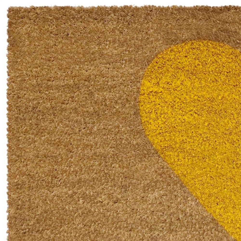 17" X 29" Brown And Yellow Heart Outdoor Coir Door Mat — view 6